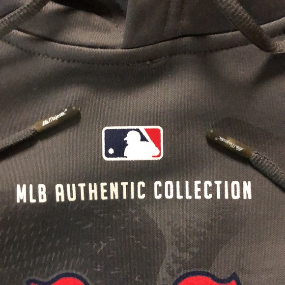 Boston Red Sox MLB Authentic Collection 2007 MLB Playoffs Hooded Sweatshirt Gray - Picture 4 of 6